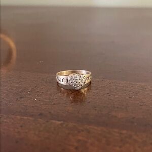 Gold Heart Ring with Silver Accents